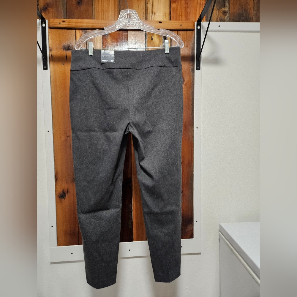 Alfani tummy control charcoal grey pull stretchy on trouser style work pants - Picture 2 of 5